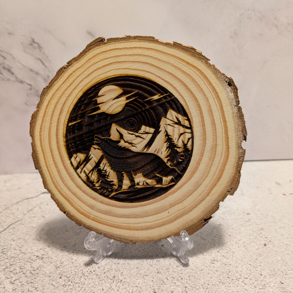 Wooden Wolf Engraved Coaster